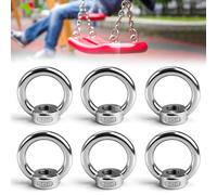 Pack of 6 Ring Nuts M12, 304 Stainless Steel Ring Nuts, Ring Nuts M12, Eye Nuts, Ring Eyelets Stainless Steel Eyelet Nut for Lifting Accessories, Attach Hanging Ornaments Flower Pots Swing Stand