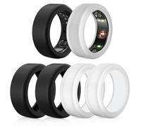 Pack of 6 Ring Protectors Compatible with Oura Ring Gen 4/Oura Ring Gen 3/Samsung Galaxy Ring/RingConn2&1, Anti-Drop Silicone Ring Protection Case (Black x 3 + Transparent x 3, M for 11-14)