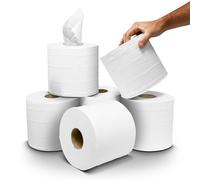 Pack of 6 Rolls | 2Ply White Centrefeed Paper Towels | XL Length Sheets 81cm x 17cm (185 Sheets Per/Roll) Multipurpose, Dispenser Compatible, Commercial, Automotive, Janitorial, Waste Management