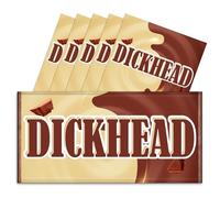 Pack of 6 Rude Chocolate Bar Wrappers - 6x Dickhead Funny Choc Bar Covers Secret Santa Gift Xmas Christmas Wife Husband Fun Friend Present Get Well Soon Prank Insult. Chocolate Not Included.