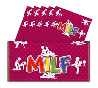 Pack of 6 Rude Chocolate Bar Wrappers - 6x Milf Funny Choc Bar Covers Secret Santa Gift Xmas Christmas Wife Husband Fun Friend Present Get Well Soon Prank Insult. Chocolate Not Included.