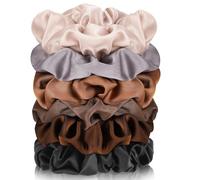 Pack of 6 Scrunchies Hair Bobbles, Silk Scrunchie Ponytail Holder, Satin Hair Scrunchie, Ponytail Holder, Invisibobble for Girls and Women (6 Colours)