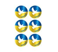 Pack of 6 Self-Adhesive Peace Stickers, Dove of Peace Sticker, Round PVC Sticker for Car, Rear Window, Bicycle, Laptop, 20 x 30 cm, Blue Yellow