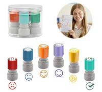 Pack of 6 Self-Inking Teacher Stamps, Praise Encouragement Children's Stamp, Motivational Stamp, Teacher Stamp, Colourful Cartoon Stamp, School/Families/Nursery Education Teaching Aids (C)