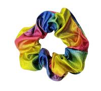 Pack of 6 Shiny Colour Gradient Hair Bobbles for Women, Soft Colourful Scrunchies