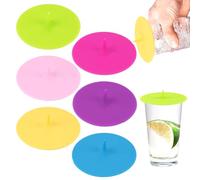 Pack of 6 Silicone Glass Covers, Silicone Lids for Glasses, Cup Covers, Water Drops, Cup Lid, Reusable, Plastic Glass Covers, Snap Lid, Anti Dust for Drinking Glasses
