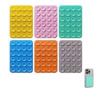 Pack of 6 Silicone Suction Cup Mobile Phone Holder Double-Sided Mobile Phone Suction Cup for Case with 24 Nubs, Mobile Phone Holder for Mirror, Glass & Shower, Video & Selfie Accessories, 7.9 x 5.5 cm