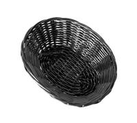 [Pack of 6] Small 18cm Oval Black Poly Rattan Wicker Baskets