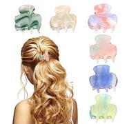 Pack of 6 Small Hair Clips for Women, Medium and Thin Hair, Non-Slip Claw, Tortoiseshell Cellulose Acetate for Women Girls