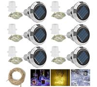 Pack of 6 Solar Bottles, 20 LEDs, 2 m Solar Bottle Lights, Cork Bottle Lights, Wine Bottle Light Chain, Diamond Bottle, Solar Wine Bottle, Copper Wire for Bottle, DIY, Decor, Christmas (3 Colours)