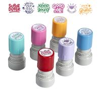 Pack of 6 Sorted Teacher Stamp, Teachers Self-Inking Rubber Stamps, Reward Stamp for Kids Education-Classroom Essentials, Teacher Review Photosensitive Behavior Stamper for Education