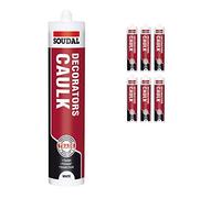 Pack of 6, Soudal Decorator Caulk Gap & Crack Filler Acrylic Silcone Adhesive Sealant