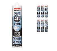 Pack of 6 Soudal Fix All Crystal Clear 100% Transparent Neutral Silcone Sealant Adhesive