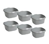 Pack of 6 Square Bowls 32cm Washing Up Bowls SILVER colour 9L litre capacity Perfect for Sink, Basin Premium quality Plastic Strong and Durable For Daily Use