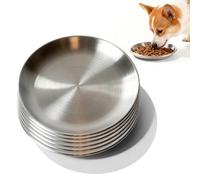 Pack of 6 Stainless Steel Cat Bowls: Flat Cat Bowls, Non-Slip Cat Plates Against Whisker Fatigue, 17 cm Cat Bowl, Cat Plate, Feeding Bowl for Cats, Small Dogs and Small Animals