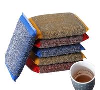 Pack of 6 Stainless Steel Sponges, Double F Scouring Sponges, Kitchen Scrubber Sponges, Wire Dish Scrubber, Reusable Metal Sponge Cloth, for Dishwashing