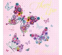 Pack of 6 Thank you Cards with Envelopes Pink Rose Floral