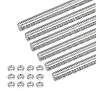 Pack of 6 Threaded Rods M8 x 30 cm, 300 mm Threaded Rods Galvanised Steel Solid Full Threaded Rods Threaded Rod with 12 Hex Nuts Silver Fully Threaded Rod for Mounting Furniture