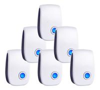 Pack of 6 ultrasonic repellents: effective against mice, rats, flies, mosquitoes, pest insects and spiders.