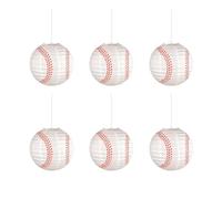 Pack of 6 Unique Baseball Hanging Lampshade Stylish Baseball Paper Lampshade Practical Sports Theme Party Supply Hand Made Sports Theme Party Ornament