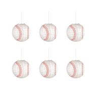Pack of 6 Unique Baseball Hanging Lampshade Stylish Baseball Paper Lampshade Practical Sports Theme Party Supply Portable Paper