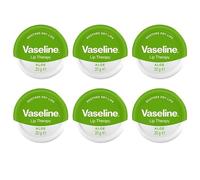 Pack of 6 Vaseline Lip Therapy Aloe Vera 20g Tin | Petroleum Jelly Lip Balm for Dry, Chapped & Cracked Lips | Moisturising Lip Care with Soothing Aloe | Mini Pocket Travel Size