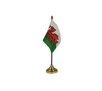 Pack Of 6 Wales Welsh Dragon Desktop Table Centrepiece Flag Flags With Gold Bases Ideal For Party Conferences Office Display