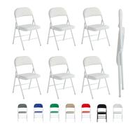 Mcc Direct Set Of 6 Folding Dining Chairs With Metal Frame And Padded Seats White