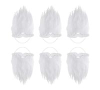 Pack of 6 White Santa Beard, Artificial Beard, Self-Adhesive Beard, Party Fun Accessories, Elastic False, Suitable for Men and Women, Christmas for Christmas Parties, as a Funny Decoration
