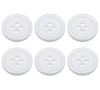 Pack of 6 White Sew on 18mm Round Buttons Flat 4 Holes 28L 28 Ligne
