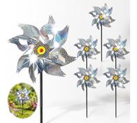 Pack of 6 Windmill Bird Repellent, Windmill Pigeon Repellent, Colourful Windmills, Pigeon Repellent, Balcony Bird Scarer, Windmill, Bird Repellent, Reflective Windmill for Garden, Balcony, Patio, Yard
