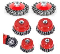 Pack of 6 Wire Brush for Angle Grinder, Brush Cutter Set, Weed Brush, Cup Brush with M14, Steel Brush, Wild Herb Brush, Brushcutter, Disc Brush, Base Accessories for Garden, Weeds and Moss