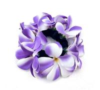 Pack of 6 Women's Artificial Plumeria Hair Bobbles Flowers Hair Ring Colon Hair Band Elastic Hair Rope Hair Accessories Ponytail Holder Headwear for Daily Wear, Purple