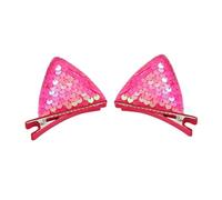 Pack of 6 Women's Hair Clips Cat Ears Sequins Hair Pin Hair Clip Duck Beak Clip Non-Slip Headpiece Glitter Hair Clip Hair Accessories for Wedding Party Birthday, Rose Red