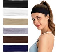Pack of 6 Women's Sports Headbands, Cotton Hair Bands, Elastic Headband, Non-Slip Headbands, Headband Women's Summer, Unisex Hair Band Sport Yoga Workout Running Fitness Gym Hair Accessories