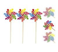 Pack Of 6 Wooden Garden Windmill Outdoor Wind Spinner | Traditional Beach Windmill Windmills For Garden | Garden Pinwheel Windmill Spinners - 45cm