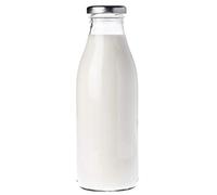 Pack of 6 x 1 Litre Glass Milk Bottles with silver lids.
