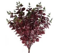 Pack of 6 x 100cm Artificial Eucalyptus Foliage Burgundy