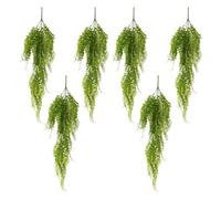 Pack Of 6 X 100Cm Artificial Trailing Green Leaf Hanging Fern Plant With Wired Top Stems