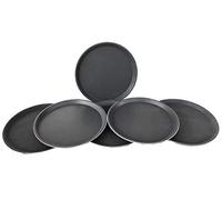 Pack of 6 X 14" Black Non Slip Round Serving Drinks Trays 3592