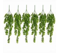 Pack Of 6 X 75Cm Artificial Trailing Round Leaf Hanging Foliage Plant - Classic Gloss Green