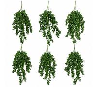 Pack Of 6 X 75Cm Artificial Trailing Round Leaf Hanging Foliage Plant - Deep Forest Green