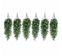 Pack Of 6 X 75Cm Artificial Trailing Round Leaf Hanging Foliage Plant - Soft Eucalyptus Green