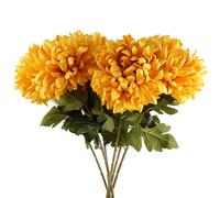 Leaf Pack Of 6 X 75Cm Extra Large Reflex Chrysanthemum - Gold