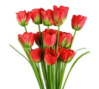 Pack of 6 x 80cm Artificial Tulip Red Stem
