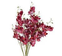Pack of 6 x 80cm Dark Pink Artificial Mini Orchid Stem