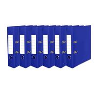 Pack of 6 X A4 Lever Arch File - 75mm Spine Ring Binder Folders with Plastic Covers, Finger Pulls & Metal-Reinforced Edges - Heavy Duty Document Storage for Office, School & Home Use (Blue)