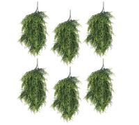 Pack of 6 x Hanging UV and Fire Resistant Artificial Foliage Plant 85cm Leaf Green One Size
