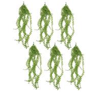 Pack of 6 x Hanging UV and Fire Resistant Artificial Plant Pearl String 92cm Leaf Green One Size
