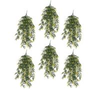 Pack of 6 x Hanging UV and Fire Resistant Artificial Variegated Plant 76cm Leaf Green One Size
